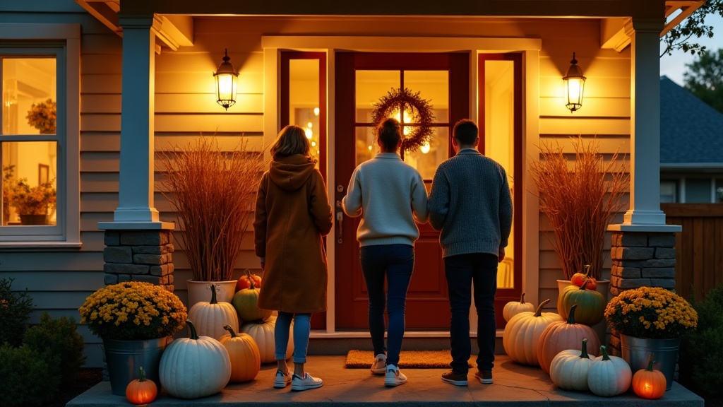 fall halloween decor: autumn aesthetic, pumpkins, porch
