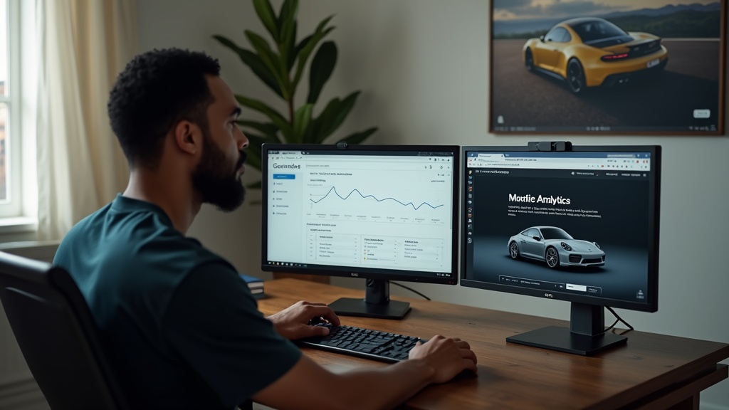 Affiliate marketer analyzing traffic for luxury car programs