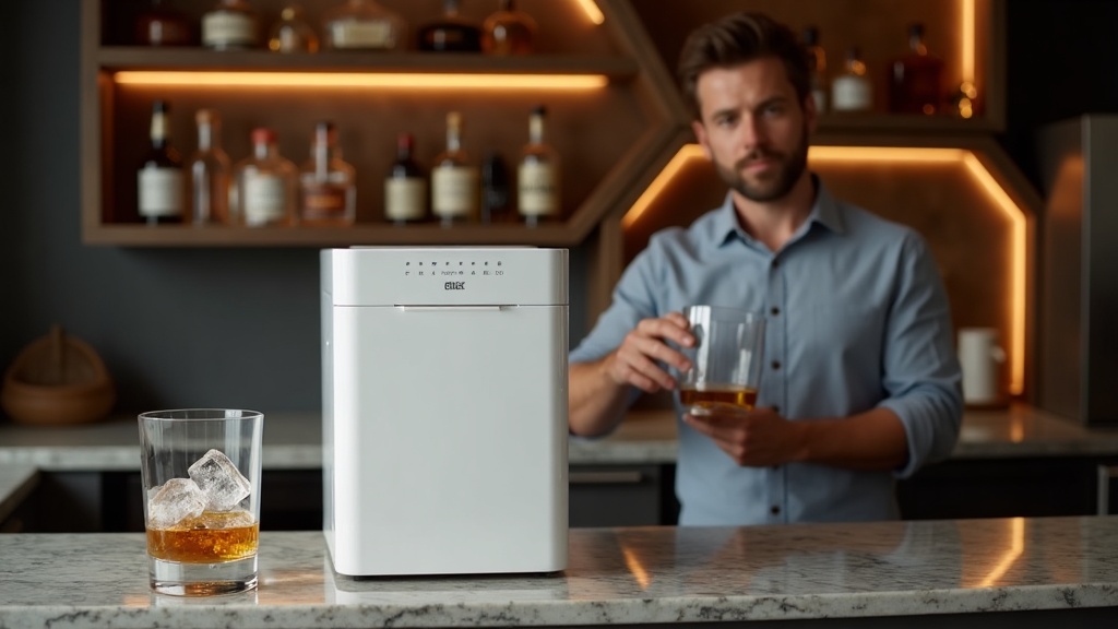 Frigidaire nugget ice maker on home bar countertop