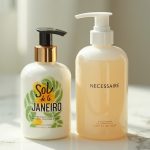 Sol de Janeiro vs Necessaire for dry skin side by side on marble countertop