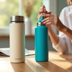 Stanley Quencher and Owala FreeSip tumblers side by side on a wooden table