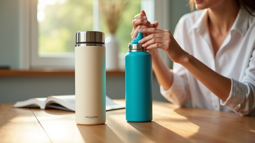 Stanley Quencher and Owala FreeSip tumblers side by side on a wooden table