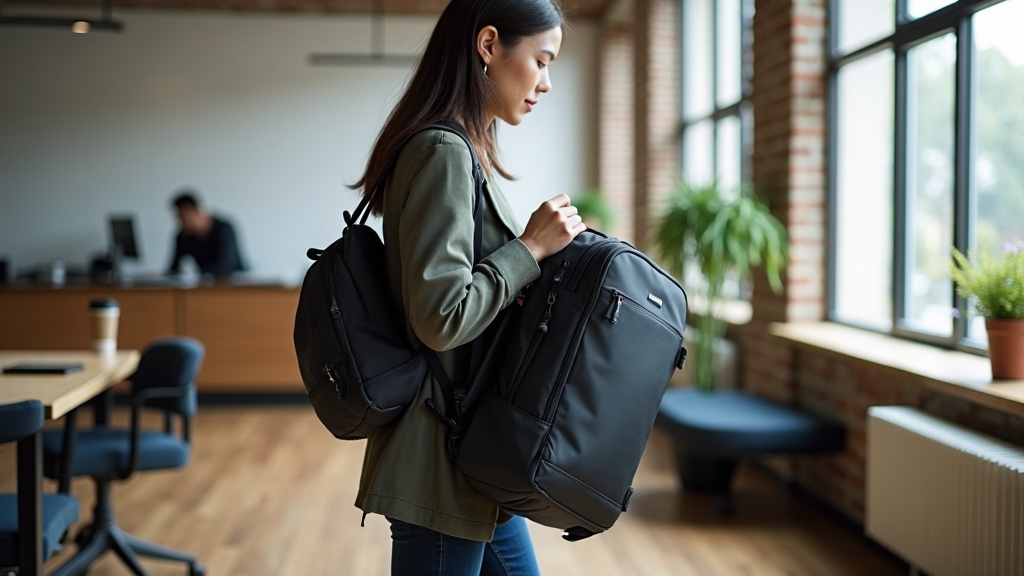 Photographer accessing camera from Peak Design Travel Backpack